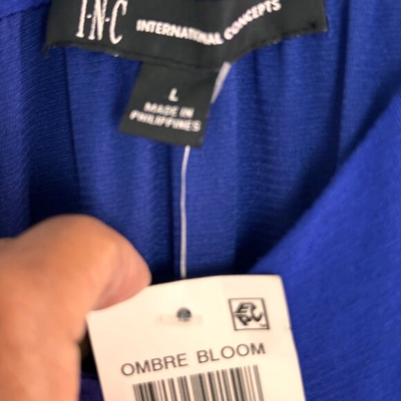 INC Large Sleeveless Jumpsuit Rayon Blend Royal Blue Cross-Straps & Knot Detail - Picture 4 of 14